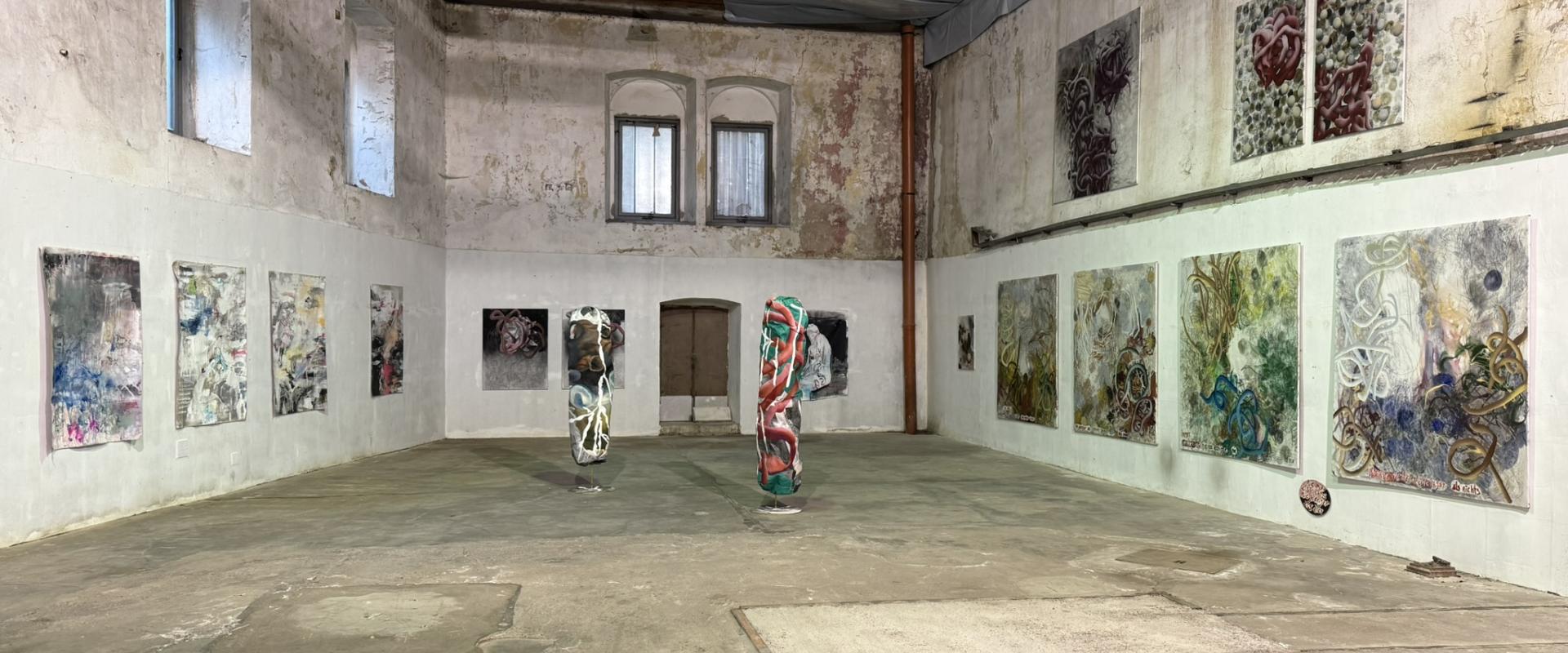Ausstellungsansicht &bdquo;Gerhard Fresacher & Wolfgang Walkensteiner: Beyond the Beat&ldquo;, Fabrik Saag, 2024, Foto: Magdalena Koschat